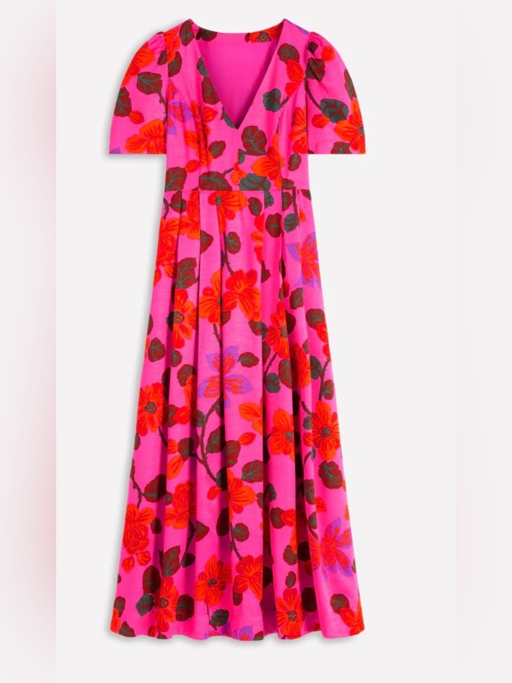 Boden dress NWT US 10 Pleat v-neck dress Pink Floral current! D1597
